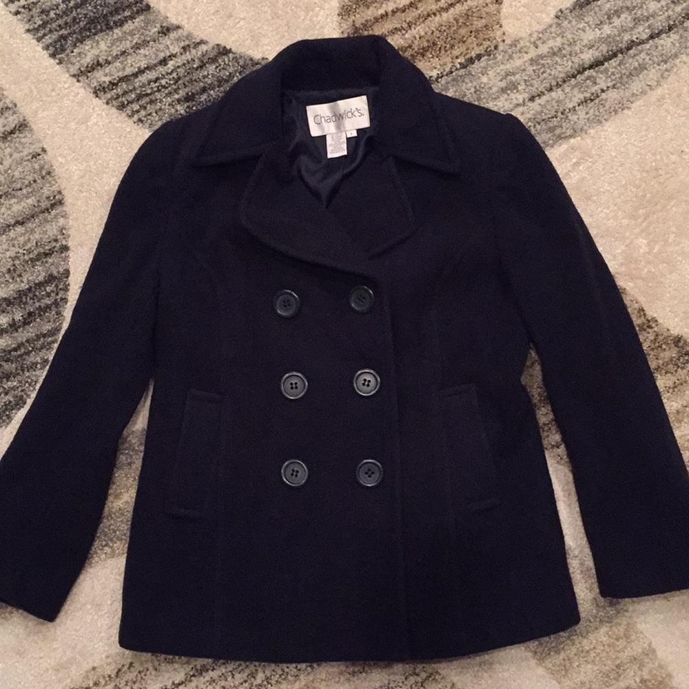 Chadwick’s navy blue pea coat size 5